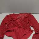 Avidlove Lace Bodysuit for Women Sexy Long Sleeve V Neck Body Suits Going Out Tops Snap Crotch One Piece Teddy Lingerie (XX-Large, Burgundy)