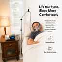 CPAP Hose Holder for Bed, All-Metal Bedside CPAP Hose Stand with Under-Mattress Base, Adjustable Flexible Arm, Curved Mask Hook and Hose Straps, No-Drill CPAP Accessories, White