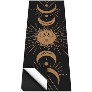 Hot Yoga Mat Towel with Corner Pockets Yoga Towels for Hot Yoga Non Slip with Travel Bag Sweat Absorbent Yoga Blankets Mat Cover for Workout Gym 70"x26" (Boho Sun-01, 74x26)