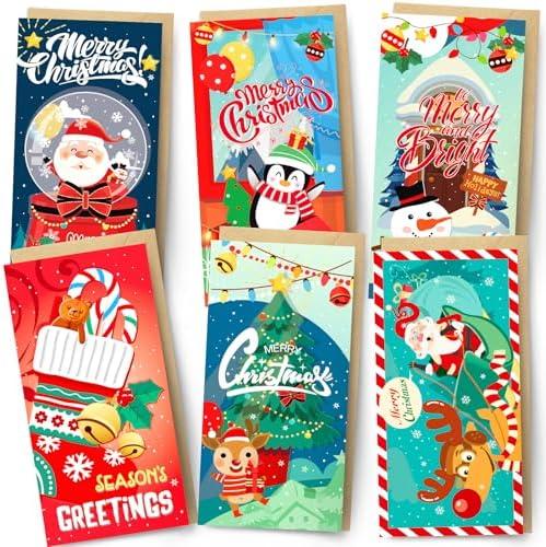 BGTCARDS Christmas Money Cards, 20 Pack Money Christmas Cards with Envelopes, Money Holders for Cash, Checks, Xmas Card Boxes set