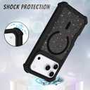 Bonoma for iPhone 17 Pro Max Case 2025, Sparkly Glitter Bling Back, Magnetic Support for MagSafe Shockproof Cover, Crystal and Corner High-Duty Protection for Girls Women -Black