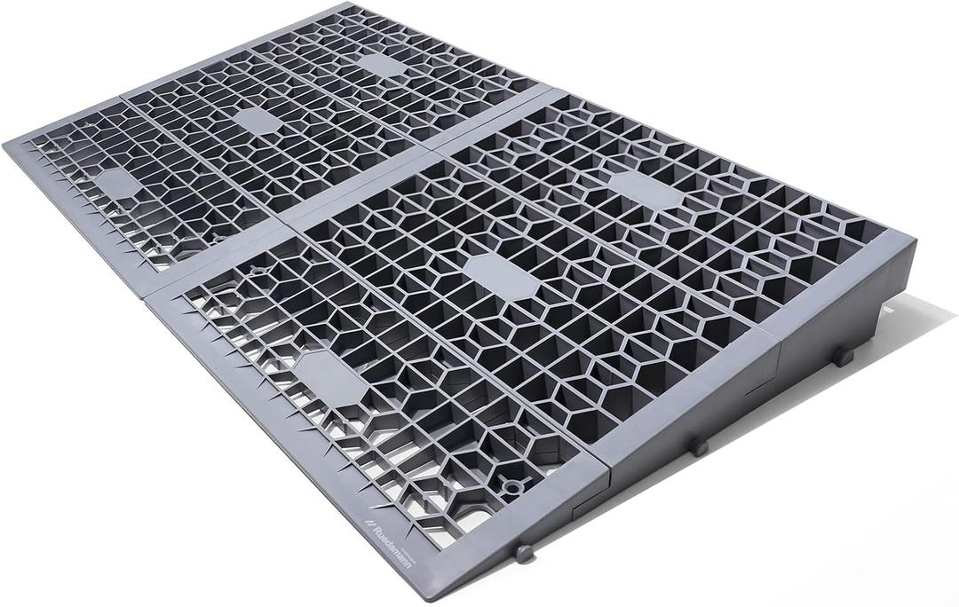 Ruedamann 3" Rise X 32 Modular Threshold Ramps for Doorways, 3000 Lbs Capacity Wheel Chair Ramp for Home Entrance, Portable Shower Ramp for Doorways, Steps, Power Wheelchairs, Scooters, Cars