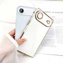 SAKUULO Case for iPhone Air Luxury Plating Gold Case for Women Girls Soft TPU Shockproof Raised Full Camera Protection Electroplate Bumper Cover for iPhone Air 6.5"- White
