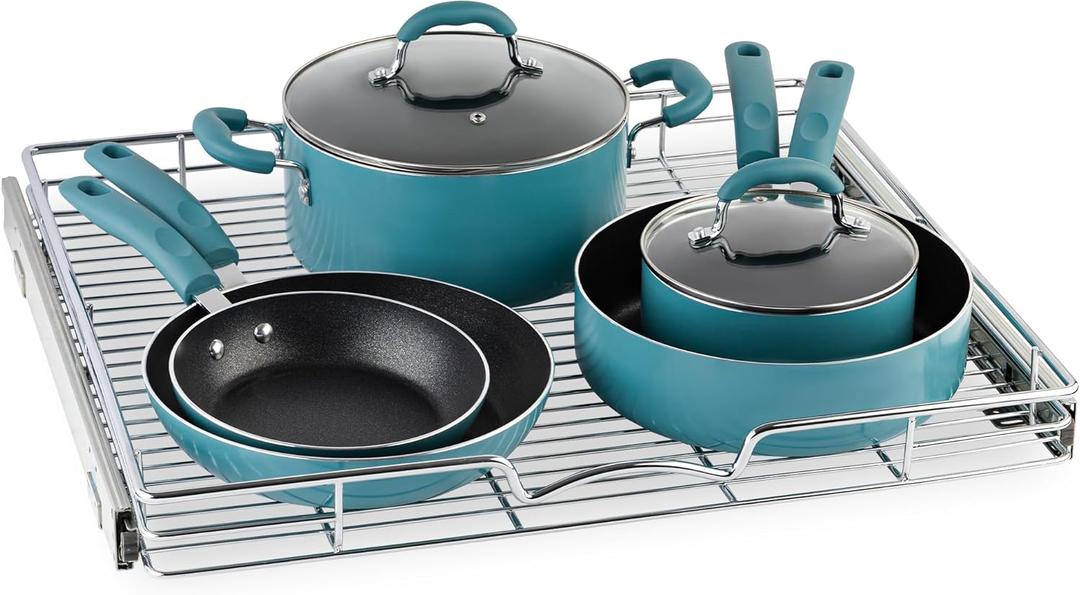 HOLDN STORAGE Pull Out Cabinet Organizer, Heavy Duty Caddy -24W x 21D - Requires At Least 25-1/4 Cabinet Opening, Steel Metal Cabinet Drawers Slide Out, Chrome HOLDN STORAGE Pull Out Cabinet Organizer, Heavy Duty Caddy -24W x 21D - Requires At Least 25-1/4 Cabinet Opening, Steel Metal Cabinet Drawers Slide Out, Chrome