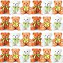 Hungdao 24 Pcs Bear Bulk Plush Stuffed Animals 10 Inch Cute Soft Stuffed Bear with Green Bow for Valentine's Day Wedding Baby Shower Birthday Party Gift Christmas(Dark Brown, Light Brown, White)