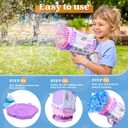 Sloosh Bubble Machine Gun W/Solution for Kids Ages 4-8, Light-Up Bazooka Rocket Shape Bubble Guns Blaster for Outdoor, Summer Toys Gifts, Party, Wedding, Easter (Purple)