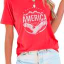 Zeagoo American Flag Shirts Short Sleeve Women Patriotic Shirt 4th of July Tee Tops Crewneck Summer T-Shirt (XX-Large, Pink)