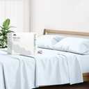 Mayfair Linen 100% Egyptian Cotton Sheets Queen Size Bed Set - Luxury 500 Series Soulmate Collection Sheets Queen Size (4 PC, Light Blue), Silky Soft, Cooling 16" Deep Pocket Hotel Quality Bed Sheet