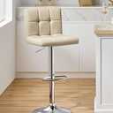 Yaheetech Bar Stools, PU Leather Adjustable Barstools, Modern Counter Stools with Back and Footrest, Counter Height Barstools for Bar, Kitchen, Dining Room