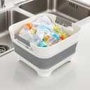 2.4 Gal (9L) Collapsible Dish Basin with 2 Drainage Plugs - Foldable Sink for Kitchen, Camping, RV | Space-Saving Multifunctional Wash Basin for Veggies, Dishes