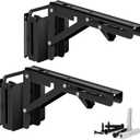 E Track Folding Fixed Shelf Brackets 2 Pcs 8 inch Black Heavy Duty Metal DIY E-Track Collapsible Shelf Hinge Etrack Accessories for Workbench Table Shelves in Enclosed Trailer, Truck