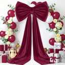 MODFUNS Large Bow Decor Burgundy Big Bow for Backdrop, 75x23 Inch Large Velvet Bows with Long Ribbon 3D Oversized Bows for Birthday Party Wedding Ceremony Baby Shower Wall Decorations