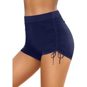 Yonique Women's Swim Shorts High Waisted Bathing Suit Bottoms Tummy Control Boy Shorts Board Shorts S