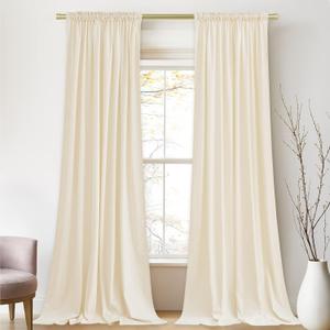 StangH Ivory White Velvet Curtains 94 inches Long Back Tab Soft Thermal Insulated Light Filtering Window Drapes Home Decor for Kids Bedroom Living Room, W52 x L94, 2 Panels