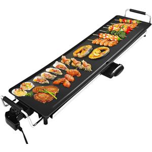AEWHALE Electric Nonstick Extra Larger Griddle Grill-35" Teppanyaki Grill BBQ with Adjustable Temperature &Insulated Handles for Indoor/Outdoor