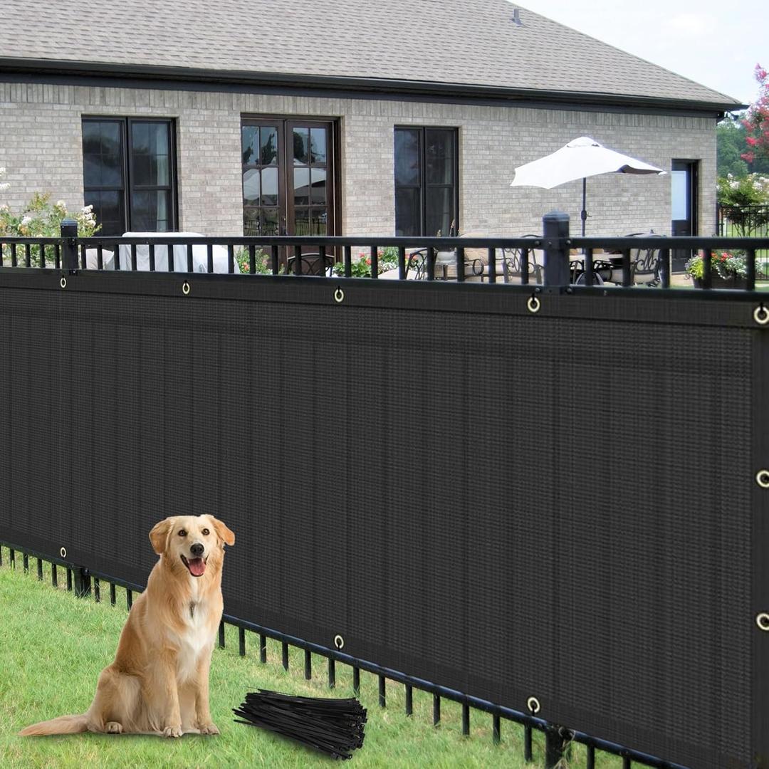 FREADEM 4' x 50' Privacy Fence Screen, Patio Fence Windscreen Cover Netting Mesh Fabric Cloth,160 GSM Shade Tarp Barrier for Garden Backyard Playground Farm Driveway Balcony Deck Swimming Pool, Black