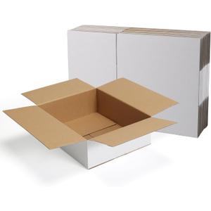 CRUGLA 12x10x4 White Shipping Boxes Set of 15, White Corrugated Cardboard Boxes for Small Business Shipping Mailing Packing