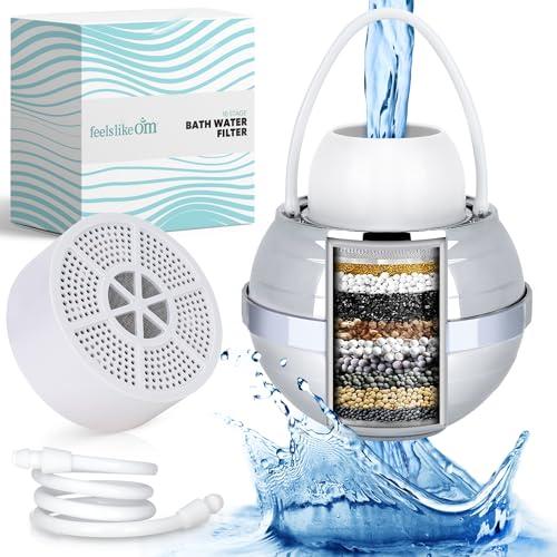 Feels Like Om Advanced Bathtub Water Filter - 10-Stage Filtration - Bath Filter for Tub Faucet - Bath Filter Reduces Chlorine & Heavy Metals, Balances pH, Infuses Vitamin C - BPA-Free - Easy Install