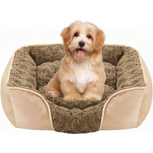 MeowMua Dog Bed for Small Medium Dogs, Cat Bed for Indoor Cats. Washable Orthopedic Dog Bed. Removable Sleeping Mat, Durable Pet Bed with Anti-Slip Bottom (Camel, Small), Size: 20.0"L x 19.0"W x 6.0"Th