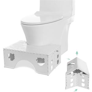 Foldable Toilet Stool, 7inches Healthy Bathroom Squatting Posture Poop Stool with Anti-Slip Feet, A Good Helper to Effective Relief of Constipation, Easy to Storage Toilet Squat Stool.