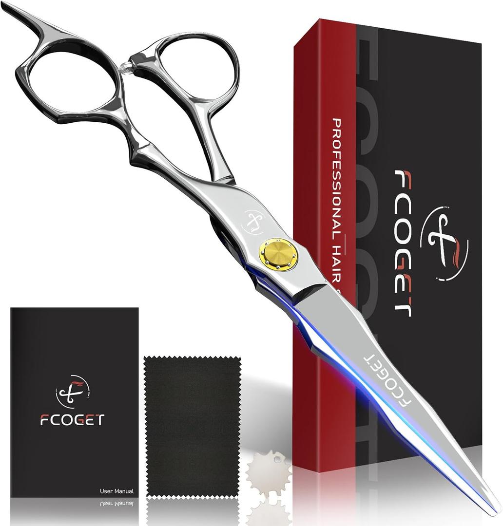 Hair Scissors Professional Hair Cutting Shears Right Hand - 6.8" Barber HIGH-END Extremely Sharp Haircut Scissors Professional Hairdressing Shears 440C Stainless Steel for Salon Home Stylists Silver