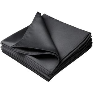 Premium CVC Napkin, Plain Satin Weave  Luxury Cloth Napkin for Hotels, Fine Dining & Events, 22"x22", Black, Set of 12