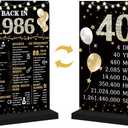 Roetyce 40th Birthday Decorations Gift for Women Men, Black Gold Back in 1986 Poster Acrylic Sign Centerpiece(1PC Duplex Printing), 40th Anniversary Table Decor, 40 Years Old Birthday Party Supplies
