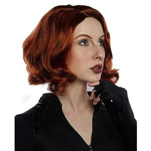 ALLAURA Compatible with Dana Scully Costumes | Avenging Widow Wig Costume For Women Dana ScullyWig Cosplay Red Wigs Auburn Chess Queen GingerWig Widow Costume Fit also for Hero Widow Natasha, Delia