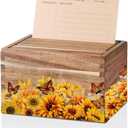 InnoBeta Sunflower Gifts Recipe Box, Recipe Card Holder Box with 50 4x6 inch Recipe Cards, 10 Dividers, Recipe Organizer for Sunflower Lovers with 4 Sides Printed