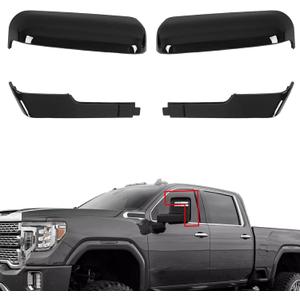Rear View Mirror Cover Cap Fit for 2020-2024 Chevy Silverado GMC Sierra 2500HD 3500HD Exterior Mirror Covers Decoration Trims (Black)