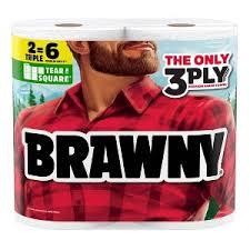 4 x 
Brawny Tear-A-Square 3-Ply Paper Towels, 12 XL Family Rolls = 30 Regular Rolls, Strong, Absorbent, and Durable