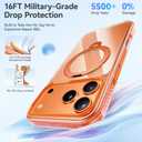 2 x Summer Series 360 Spin Stand for iPhone 17 Pro Max Case (Compatible with MagSafe) [Military Drop Protection] Magnetic Clear Shockproof Protective for 17 Pro Max Phone Case 6.9'', Cosmic Orange