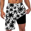Goodstoworld Men's Funny Swim Trunks with Compression Liner 2 in 1 Quick-Dry 9" Stretch Shorts with Three Pockets (White, XL)