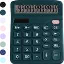 Office Desk Calculator - Dual Power Simple Financial Calculator with Big Button Large Display for Office, Home & School (Green)