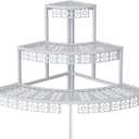 3 Tier Plant Stand Semi-Circular Flower Pot Organizer Rack Quarter Round Plant Display Holder Outdoor Storage Shelves Metal Corner Shelf Planter Shelving Ladder Plant Stand for Indoor Use(White)