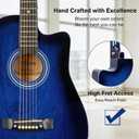 38 inch Blue Acoustic Guitar Beginner Kits 3/4 Cutaway Wood Acustica Guitarra for Beginners Adults with Online Lesson,Gig Bag,Picks,Steel Strings Strap with Picks Holder