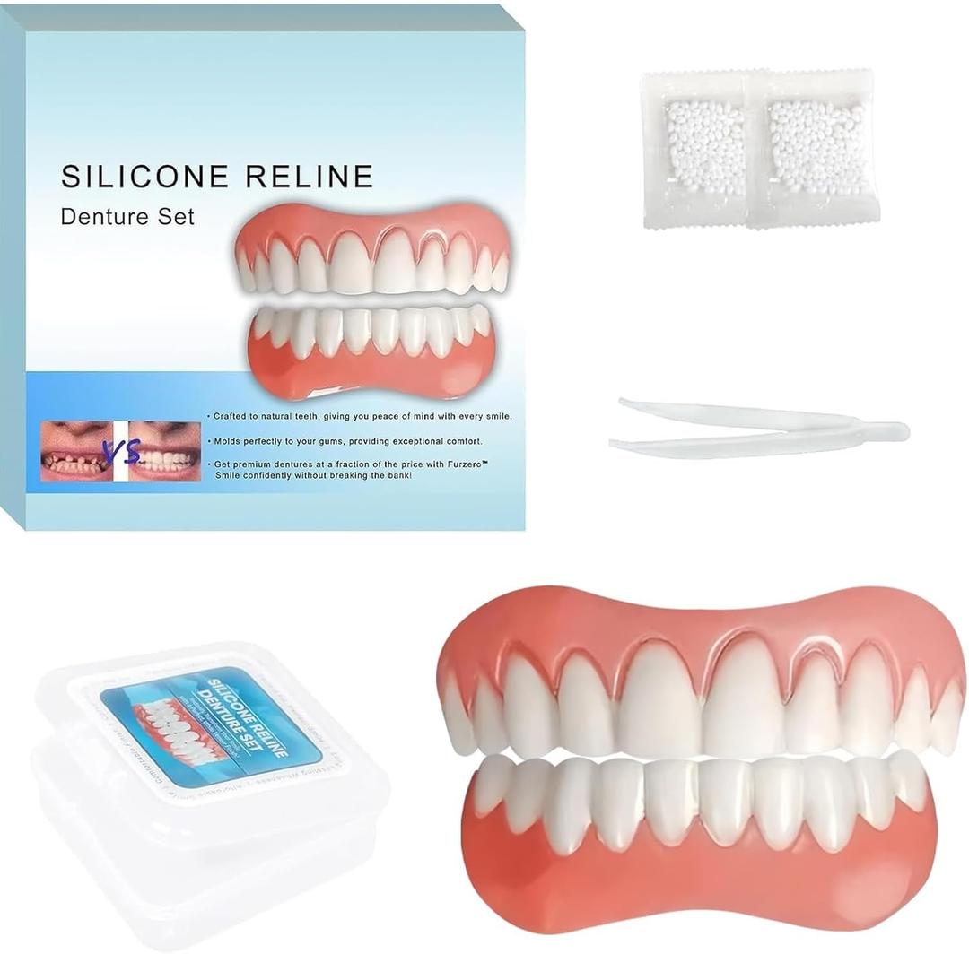 Silicone Dentures - Moldable False Teeth - Men and Veneers Teeth for Women, Convenient and Quick, Suitable for Daily, Party - 6PCS - F