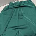 Amy Babe Womens Satin Silk Midi Skirt High Waist A-Line Casual Elastic Waist Long Skirts for Women (DarkGreen, Small)