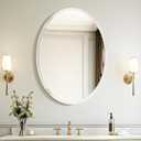 USHOWER Bathroom Mirror for Over Sink, 20x28 Inch Oval Frameless Mirror, Beveled and Polished, Decorative Wall Mirror for Bathroom, Bedroom, Vanity, Entryway, Modern and Elegant