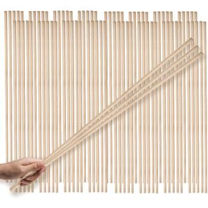 80PCS Wood Dowel Rod 24 Inch  Wooden Dowels 1/4 inch x 24 Inch for Crafts Wood Craft Sticks Bamboo Rod Bamboo Sticks Long for DIY Projects