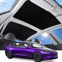 2025 Upgraded Sunshade Roof for Tesla Model 3 Highland 2025 2024 (Never Sag) Skylight Glass Sunroof Roof Sunshade for Tesla Model 3 Accessories 2025 UV Reflector Reflective Covers Block Harmful-Black