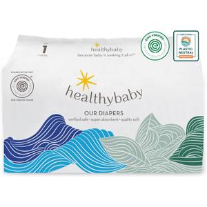 HealthyBaby Non-Toxic Diapers for Sensitive Skin - Size 1, 84 CountEWG Verified & Microbiome-Friendly. Made with organic cotton & plant-derived materials. 12-hour leak protection. TCF.