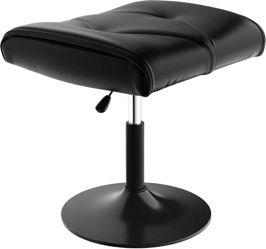 VECELO Foot Rest Under Desk Ottoman, PU Height Adjustable Footrest with Comfort Padding, Leg Rest for Desk for Relieving Leg Pain, Stiffness, and etc, Black, 18.89 Inch x 18.11 Inch x 16.14 Inch