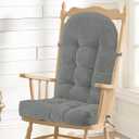 Rocking Chair Cushion - Chenille Fabric, High-Density Sponge, Durable Comfort Non-Slip Bottom Tufted Seat Pads with Ties, Chenille︱Light Grey, 44x19x4 inch