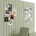Aothia 12-Pack Felt Bulletin Board Tiles 48"x36", Modular Pin Board for Notes, Photos & Mood Boards, Cork Board Alternative for Smooth Walls, 0.35" Thick, 70 Adhesive Tabs & 40 Pins, Sage Green, Bold Stripe