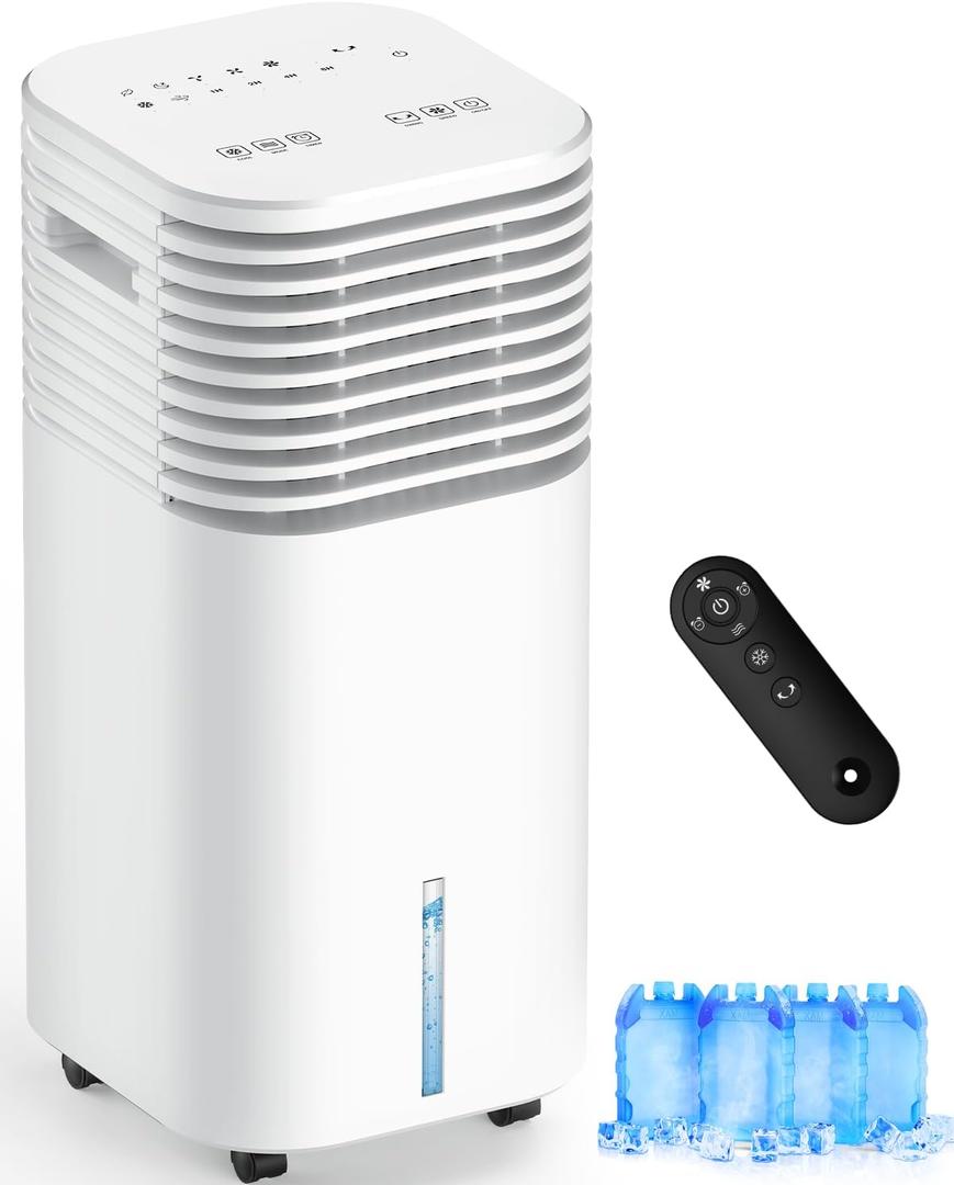 Windowless Air Conditioner Portable 1800CFM w/4 Modes&3 Speeds, 15H Timer, 3 Gal Tank for 24H Cooling 600Sq.Ft, 120°Swing Swamp Cooler Air Conditioner, Evaporative Air Cooler No Hose for Room