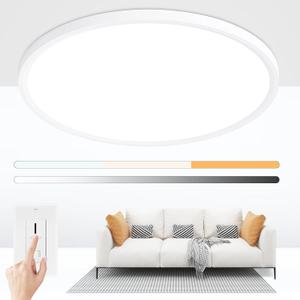 20 Inch Large Flush Mount Ceiling Light, Brightness Dimmable & 3000K/4500K/6000K Selectable, 40W 4000LM, Ultra Thin, White, for Bedroom, Kitchen, Dining Room, Living Room, Home Office, White