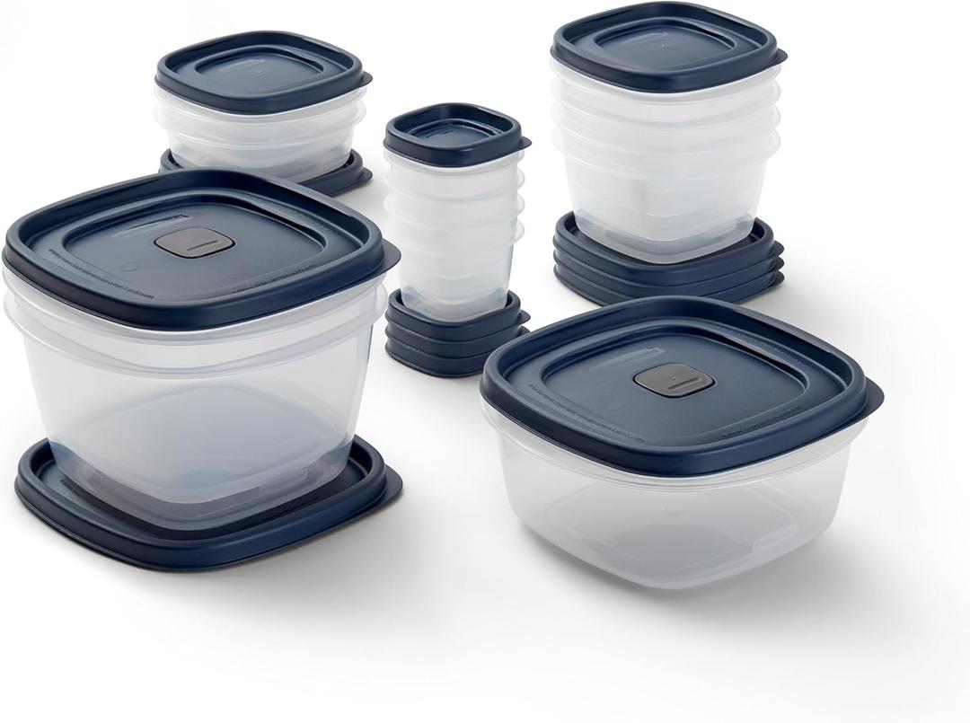 Rubbermaid Easy Find Lids Food Storage Containers with Vented Lids, 26 Piece Set, Blue