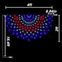 3 Packs American Flag Lights Outdoor - 4x2 FT Half Fan Shape Patriotic Net Light with 8 Modes, 450 LED Waterproof Red White and Blue Lights, 4th of July Memorial Day Decorations for 250th Anniversary