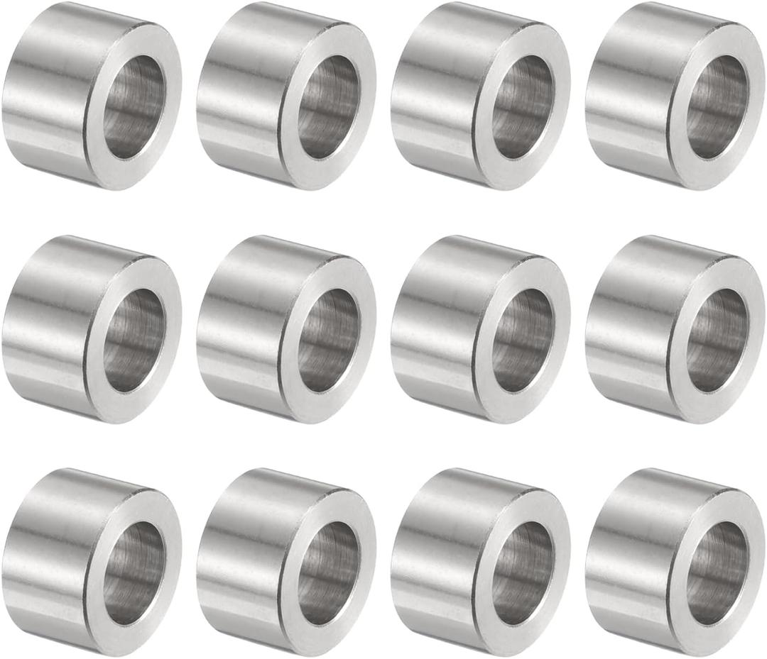 uxcell 12pcs Stainless Steel Spacer 12mm Bore x 20mm OD x 12mm Length Screw Bushing Plain Finish Round Metal Spacer for M12 Screws Bolts and Rods